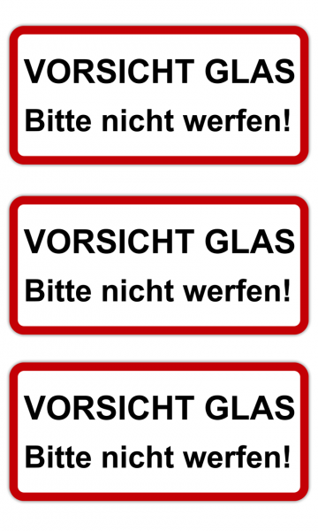 Aufkleber Vorsicht Glas
